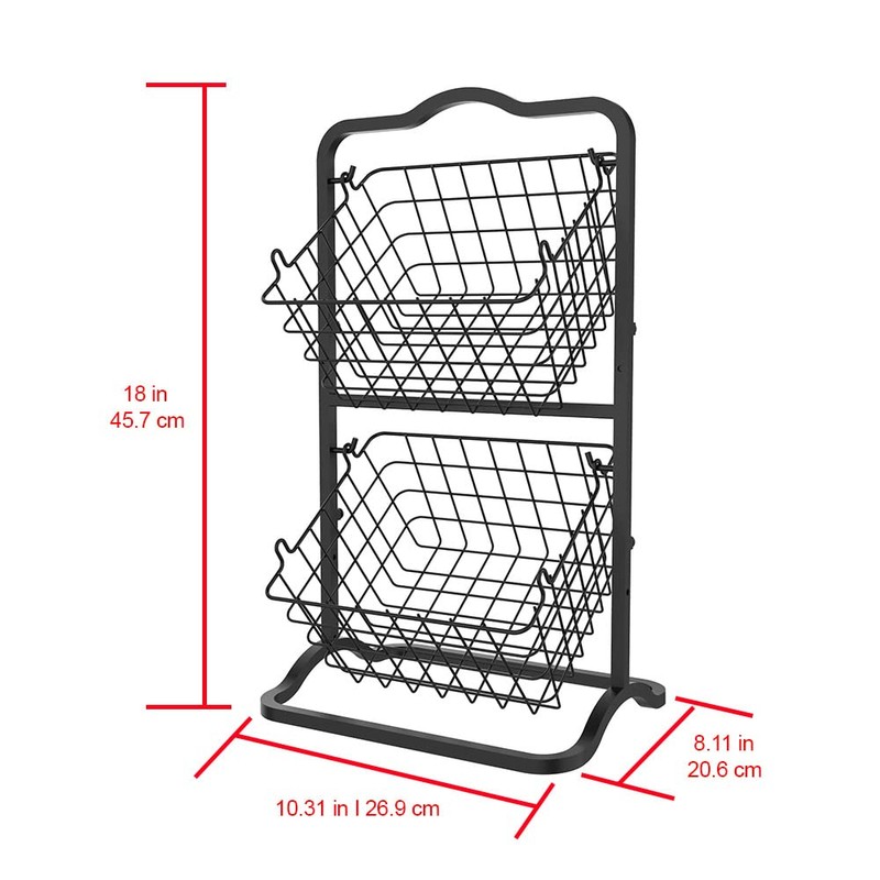 Oceanstar 2-Tier Storage Kitchen Wire Basket Stand, Black - 2FB1927