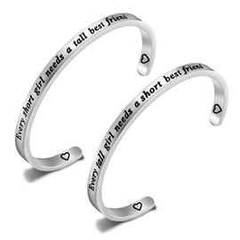 PLITI Funny Short Tall BFF Matching Gifts Best Friends Bracelet Set of 2 BFF Gift Every Short Girl Needs a Tall Best Friend BFF Friends Jewelry Set Friendship Gift Bestie Gifts (short tall BFF CBCA)