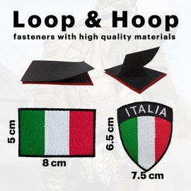 Pack 2Pcs Patches Italy Patch Flag Patches Hook and Loop Patch Backpack Patches for Clothing Bag Patches for Backpacks Dog Harness Patches Army Patches Aesthetic Patches Italian Flag