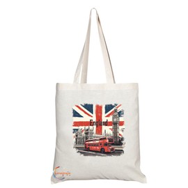 Coralgraph Inc TB2043 - Natural Reusable Shopping Souvenir Tote Bag Featuring England - (Design 6)