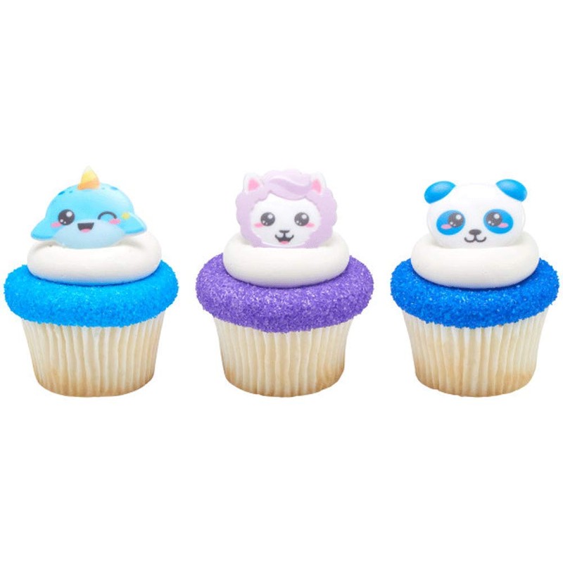 DecoPac Kawaii Characters Cupcake Rings - 24 pc Assorted