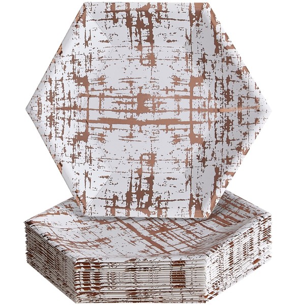 Silver Spoons Elegant Disposable Dinnerware - Arctic Collection, Hexagon Dinner