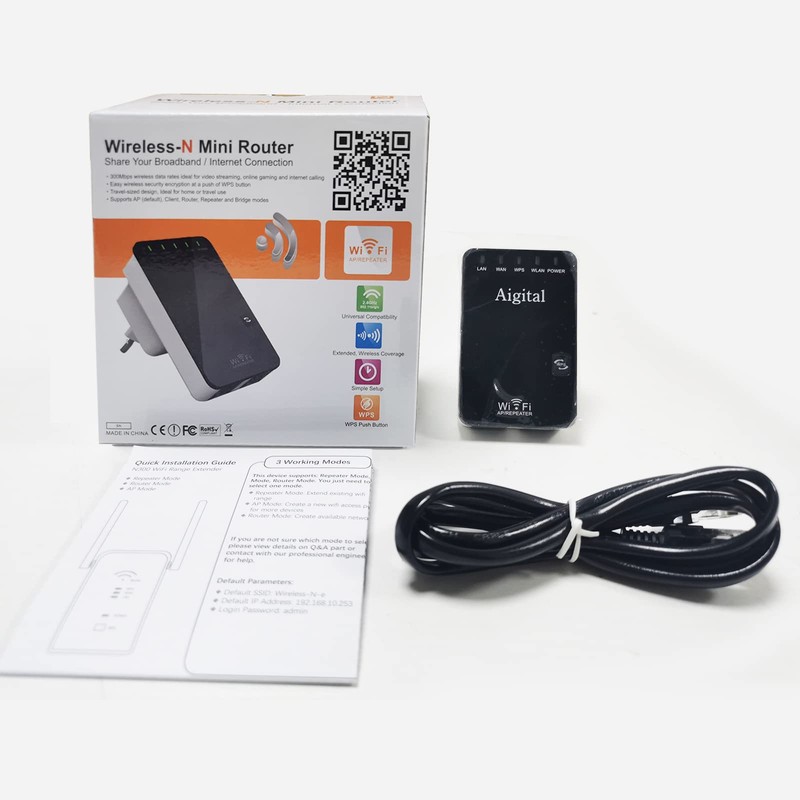300Mbps WiFi Booster WiFi Range Extender, Compact Internet Booster with