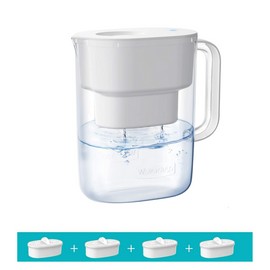 Waterdrop 200-Gallon Long-Life Lucid 10-Cup Water Filter Pitcher with 4 filters, white