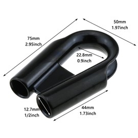 LUORNG 2PCS 12mm Tube ID Black Stainless Steel Tubular Ferrule Tubular Thimbles for 3/8 Inch or 1/2 Inch Wire Rope and Rope Accessory