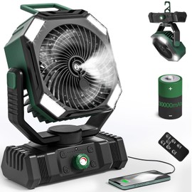 AIEPOCH Camping Fan Rechargeable - 30000mAh Battery Powered Misting Fan for Outdoor Beach Tent - Portable Battery Operated Tent Air Conditioner for Camping - Glamping Essentials