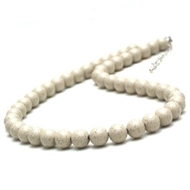 OVER-9 高濃度 北投石 ネックレス 8mm 首回り50cm＋5cmアジャスター付き フック ステンレス製 専門機関にて成分検査済み！本物保証 マイナスイオン約14192ions 台湾 原石 パワーストーン 天然石 健康 美容 ほくとうせき【首回り約50cm】