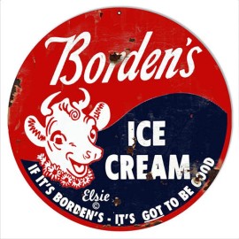 Handmade Bordens Ice Cream Vintage Metal Sign 14 & 18