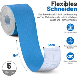 Kinesiotapes (5 x 500 cm, Pack of 10)