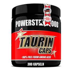 Powerstar TAURIN CAPS | 300 Capsules High Dose with 3400 mg Pure Taurine per Serving | Enriched with Cofactor Vitamin B6 | Raw Materials in Pharmaceutical Quality | Made in Germany