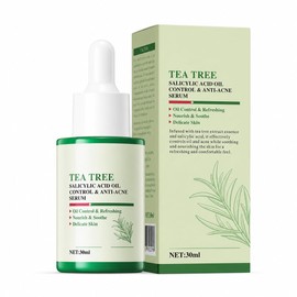 Serum Facial de Árbol Té con Ácido Salicílico 30ml, Suero Ligero Gotero para Rutina Diaria Cuidado, Textura Fresca para Piel Apariencia Grasa, Uso Externo