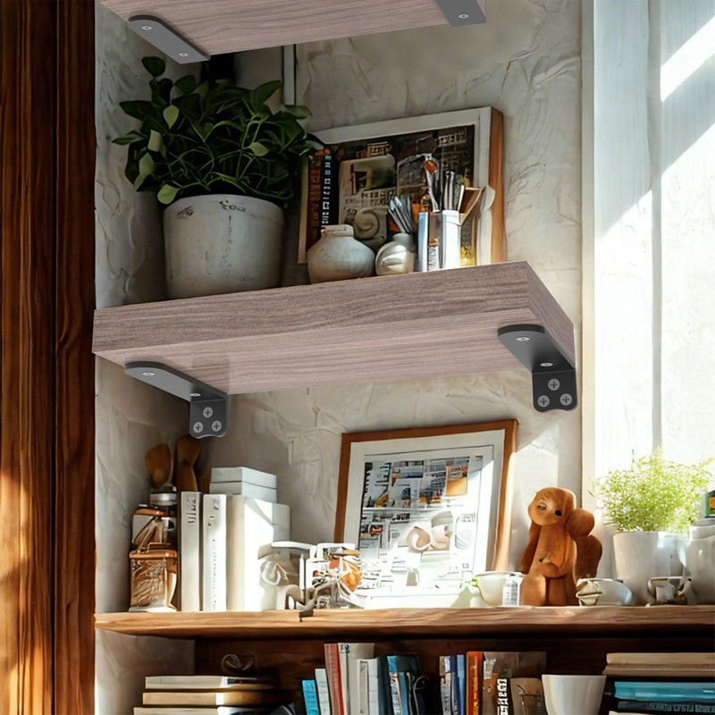 Neevolve Floating Shelf Bracket, 10 Inch 6PACK Black Heavy Duty
