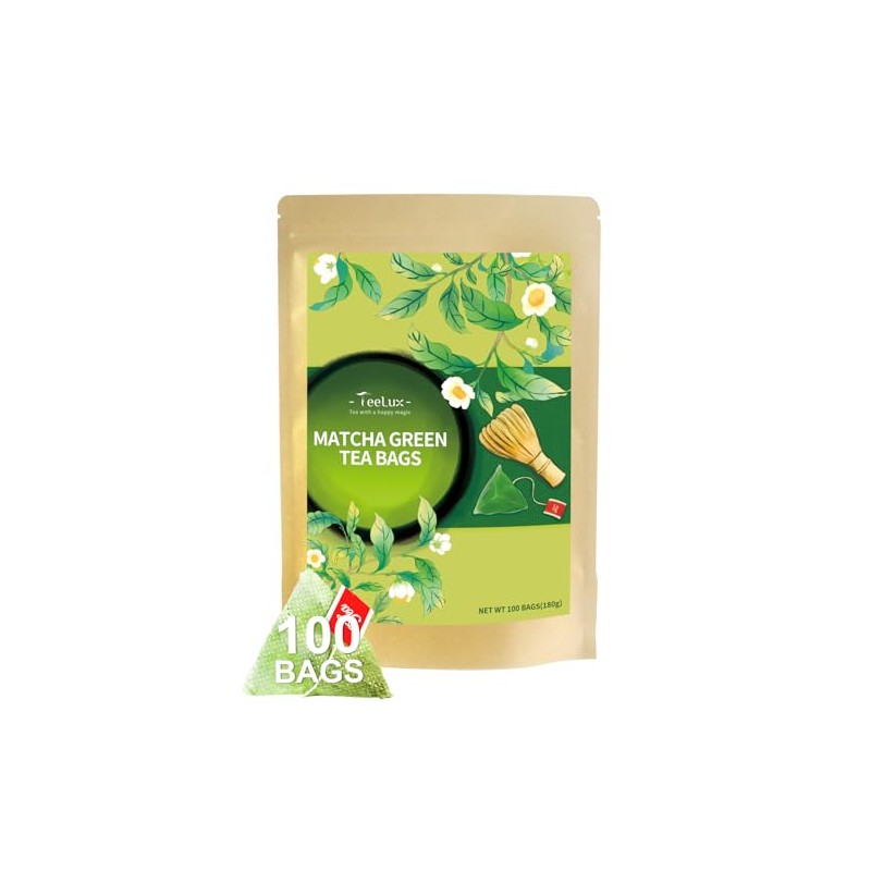 TeeLux Matcha Green Tea Bags with Sencha - 100 Count