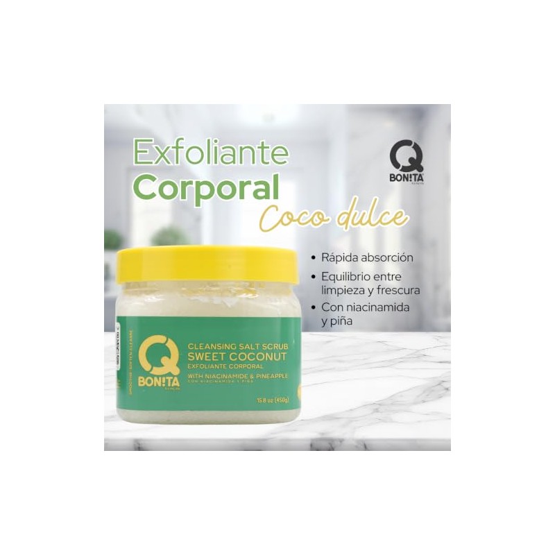 Q Bonita Exfoliante Corporal. Azuca Rosa y Vitaminas. Sugar Scrub