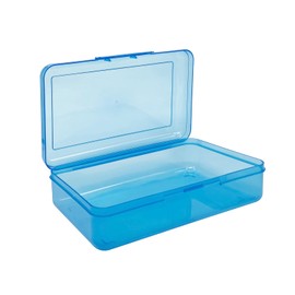 Ykimok Large Capacity Clear Pencil Box, Pencil Case, Plastic Pencil Boxes, Stackable Design, Supply Boxes for School Classroom,1 Pack (Blue)
