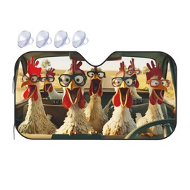 Funny Rooster Car Windshield Sun Shade Chicken Foldable Sunshades Front Sun Visor Window Shades Cover Automotive Interior Protector Blocks Uv Rays 55" L X 30" W