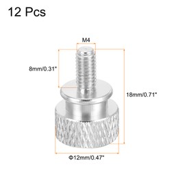 QUARKZMAN Pack of 12 M4 x 8 mm Knurled Thumb Screw Computer Case Thread Screws Aluminium Alloy for PC Casing, Silver
