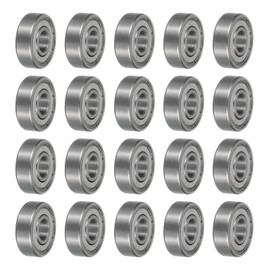 sourcing map 20 Pcs 608ZZ Deep Groove Ball Bearing, 7.65 x 21.94 x 6.98mm C3 Open Type Chrome Steel Bearings(P0)
