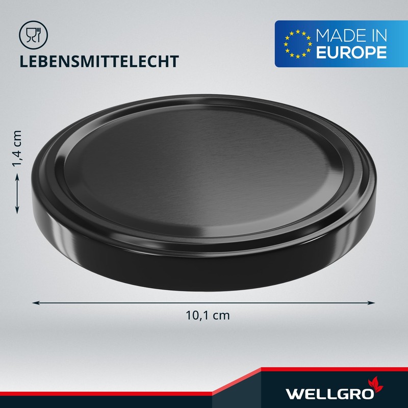 WELLGRO 12 x preserving lids TO 100 black - replacement