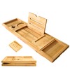 XcE Foldable Bamboo Bathtub Caddy Tray - Expandable to 41