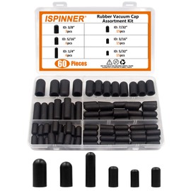 ISPINNER 60pcs Rubber Vacuum Caps Assortment Kit, Hose End Caps for Carburetor, Manifold, Automotive 3/16" 5/32" 7/32" 1/4" 5/16" 3/8"