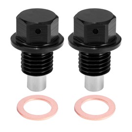 A ABSOPRO Oil Drain Plug M12 x 1.5 Oil Drain Plug with Sealing Ring Aluminium Alloy Oil Pan Black Pack of 2