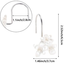 LLYSTTDS Decorative Shower Curtain Hooks 12pcs White Flower Resin Curtain Hooks Cute Bathroom Decor Shower Curtain Rings for Bathroom Baby Room Nursery