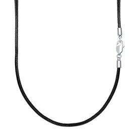 VANSZA Leather Necklace Genuine Leather Necklace Stainless Steel Clasp 1.5/2/3 mm Wide Women Men Chain for Pendant Charm 45-55 cm Selectable DIY Leather Cord, Stainless Steel