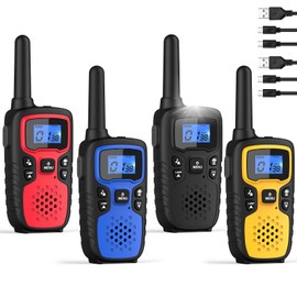 Wishouse Walkie Talkies for Adults Long Range-Handheld 2 Way Radios Rechargeable,Hiking Accessories Camping Gear Xmas Birthday Gift for Kids with Lamp,SOS Siren,NOAA Weather Alert,Easy to Use 4 Pack