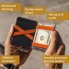 Hunterson Hunterson Magic Wallet, Minimalist Wallet for Men with RFID card holder, Leather Wallet for 8 cards, Carbon