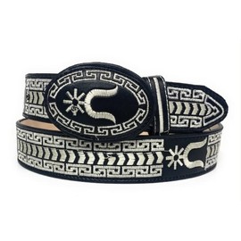 Men's Black western Embroidered Charro Belt, Cinto Charro Vaquero Bordado (32)