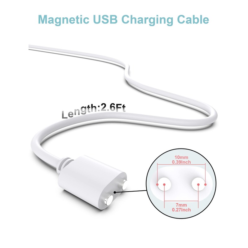 Bicmice 2.6Ft Magnetic USB DC Charger Cable Replacement Charging Cord