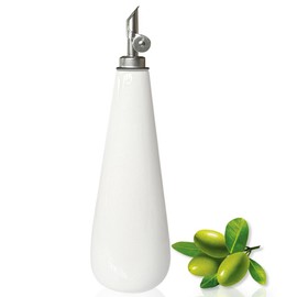 Qlans Ceramic Olive Oil Bottle Dispenser for Kitchen, Large Capacity 19oz Oil and Vinegar Bottles Dispenser, Oil Container, Kitchen bottle for oil vinegar syrups (white)