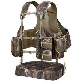 NEW VIEW Turkey Vest with Seat, Adjustable Comfortable Turkey Hunting Vest, Removable Cushion, Game Bag, 20 Pockets, for Turkey Hunters