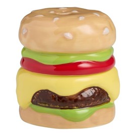 Cheeseburger Ceramic Salt and Pepper Shakers Set -Fun Stackable High Gloss Stoneware Burger Design - Novelty Salt and Pepper Shakers - Unique Kitchen Decor for BBQ, Camping or Gifting (Set of 2)