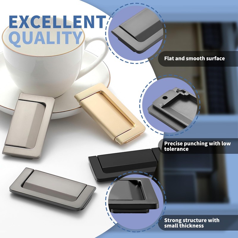 Thatyro 3 Packs 2.9" Invisible Drawer Flush Pull Handle with