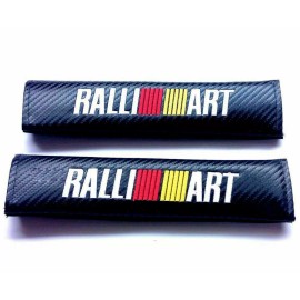 Unbranded 2x Carbon Look Embroidery Logo Seat Belt Cover Shoulder Pads For all cars