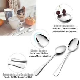 Teaspoons Set of 10, 14cm Tea Spoons Stainless Steel Coffee Tea Spoons for Picnic Party Home Kitchen Restaurant, Camping Cutlery Utensil Set, Food Service Supplies, Silver