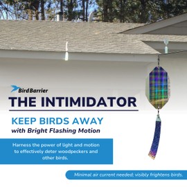 Bird Barrier The Intimidator - Professional Grade Bird Deterrent w/Wind-Twisting Scare Rods - Motion-Activated Woodpecker Deterrent w/Reflective Discs - Scare Device Keeps Birds from Building Nests