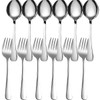 Serving Spoon and Fork Set,Stainless Steel Large Service Cutlery for