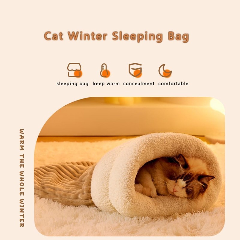 Mtxorvix Cat Sleeping Bag For Indoor Cats, Cat Winter Sleeping