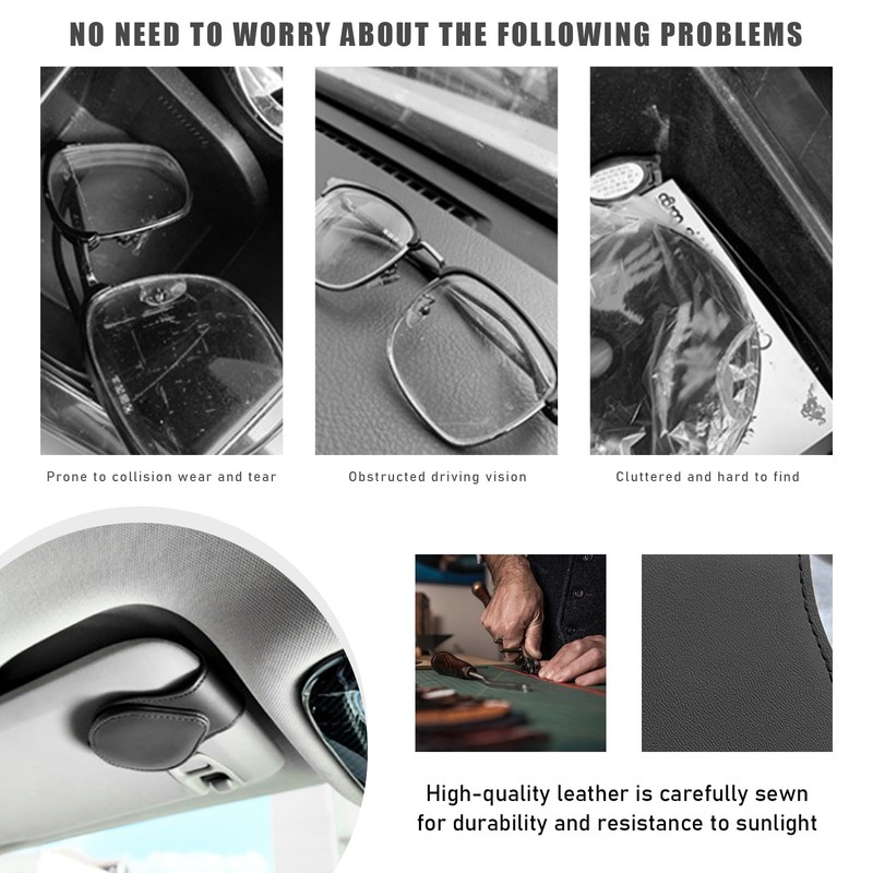 Sunglass Holders for Car Sun Visor,Magnetic Leather Eyeglass Hanger Clip