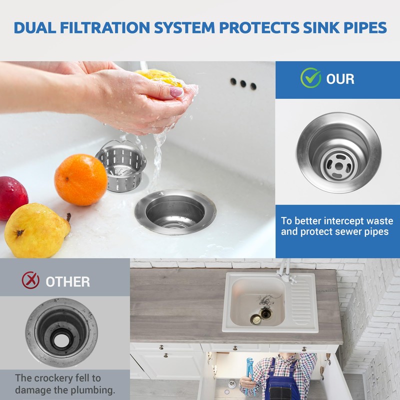 BOTEMY Stainless Steel Sink Drain Strainer 3-1/2 Inch Kitchen Sink