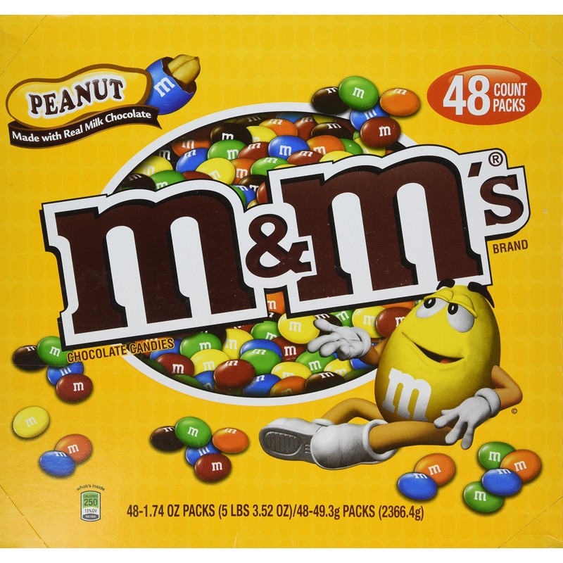 M&M's Chocolate Candies, Peanut, 1.74-Ounce Bags (Pack of 48)