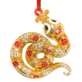 JUESMOS Golden Snake Ornaments for Christmas Tree Metal Snake Christmas Ornaments Snake Christmas Tree Ornaments Snake Decor Christmas Snake Gifts for Women Girls Mom Snake Keepsake for Snake Lovers