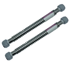 EZ-Fluid 1-Inch FIP x 3/4-Inch FIP x 18-Inch Corrugated Flexible Stainless Steel Water Heater Connector For Female Iron Water Pipes Fitting (2-Pc)