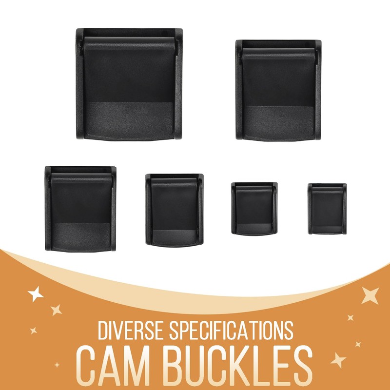 CooBigo 5pcs 2" (50.5mm) Webbing Cam Buckles Plastic Black Toggle
