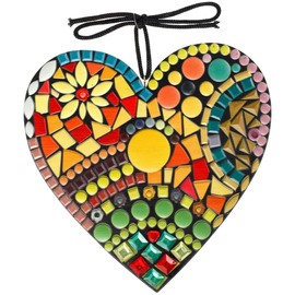 Donboly Large Mosaic Garden Heart Sculpture Decor Ornaments, Resin Colorful Love Garden Decorations, for Indoor Outdoor Home Bedroom Office Garden Large Garden (20cmx20cm)