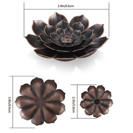 wugongshan 3 Pcs Lotus Incense Holder, Brass Lotus Stick Incense Holder, Detachable 6 Incense Holes Lotus Holder, Cone Incense Burner Incense Ash Catcher Holder, for Office Tea House Home Accessories
