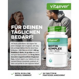 vit4ever Biotin Complex - 365 Tablets - with Selenium & Zinc